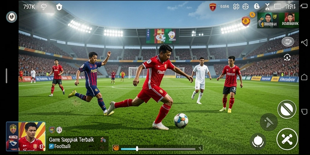 Tangkapan layar gameplay menarik dari 797K yang menunjukkan aksi sepak bola.