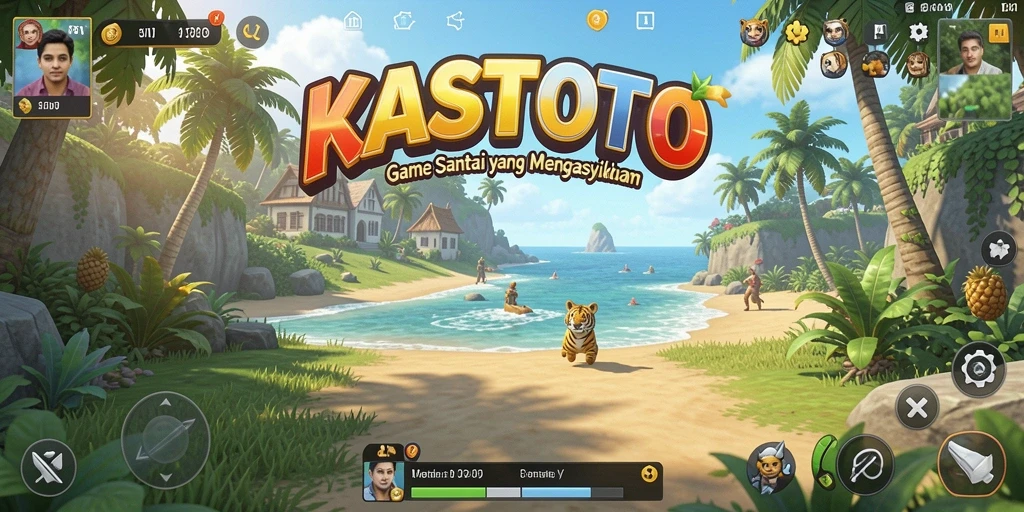 Screenshot gameplay KASTOTO menampilkan aksi santai dan grafis cerah.