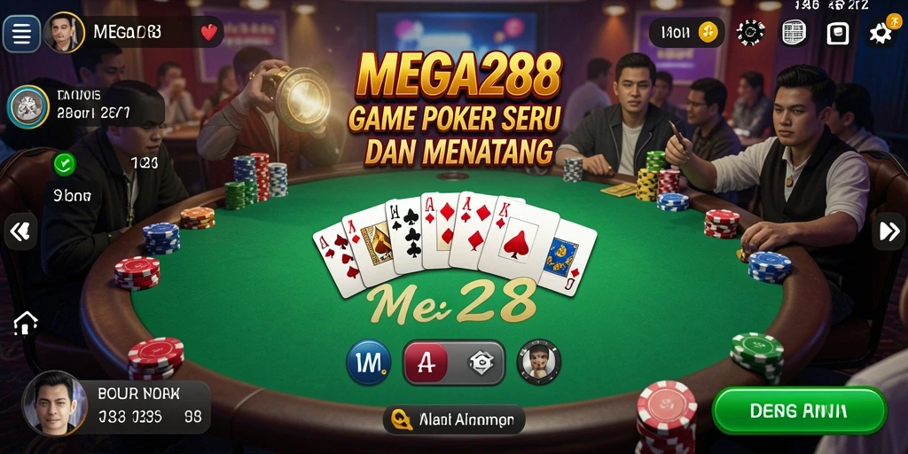 Tampilan gameplay MEGA288 yang menarik saat bermain poker.