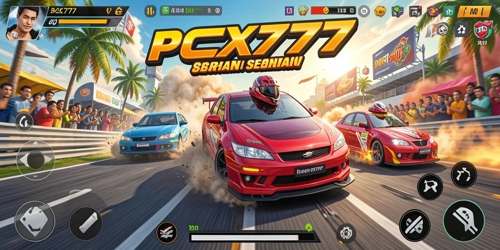 Tampilan menarik dari gameplay balapan PCX777 yang memukau.