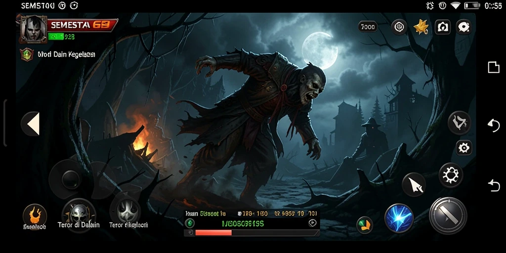 Tangkapan layar dari gameplay <strong>SEMESTA69</strong> menampilkan suasana mencekam dan menakutkan.